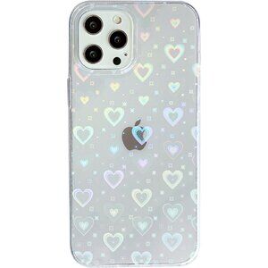 Love Heart Laser Bling Glitter Clear Compatible with iPhone 13 Case slim